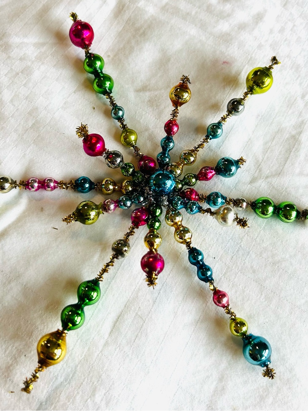 Vintage repurposed mercury glass holiday star burst Christmas Ornament